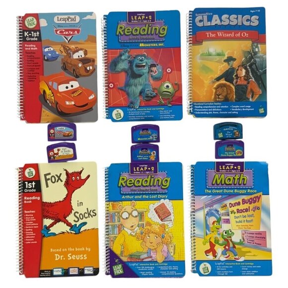 LeapFrog LeapPad Interactive Books Mixed Lot Monsters Inc Cars Wizard of Oz Math - Picture 1 of 7